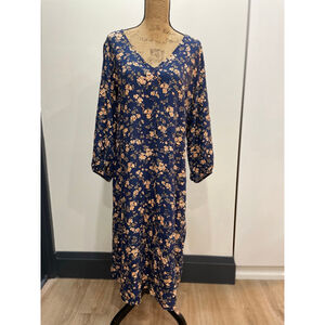 Old Navy Floral Long Sleeve Button Front Shirt Dress 2X 90s Cottagecore Tradwife